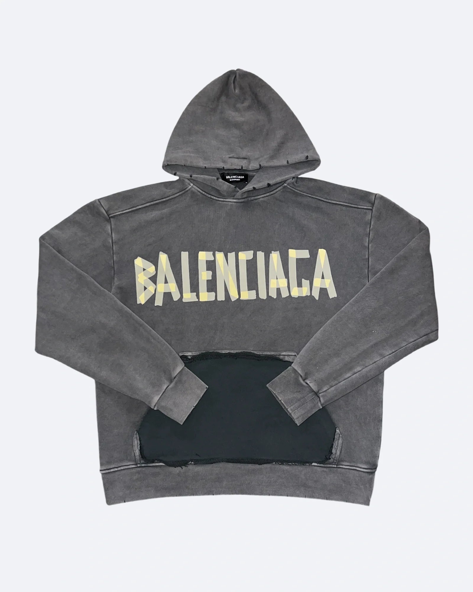 Balenciaga – Mikina s kapucí a sepraným efektem Yellow Tape – šedá