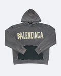 Balenciaga – Mikina s kapucí a sepraným efektem Yellow Tape – šedá
