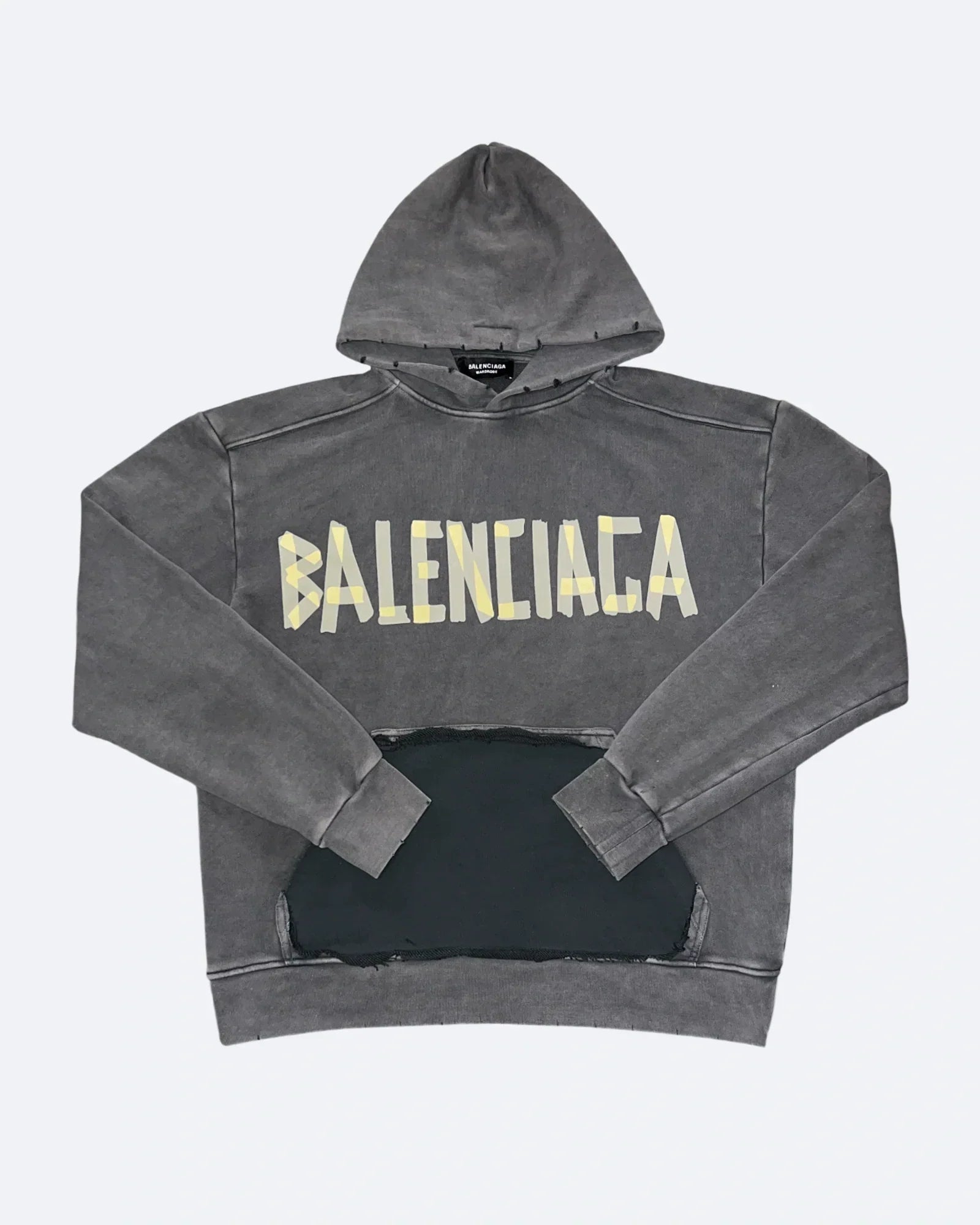 Balenciaga – Mikina s kapucí a sepraným efektem Yellow Tape – šedá