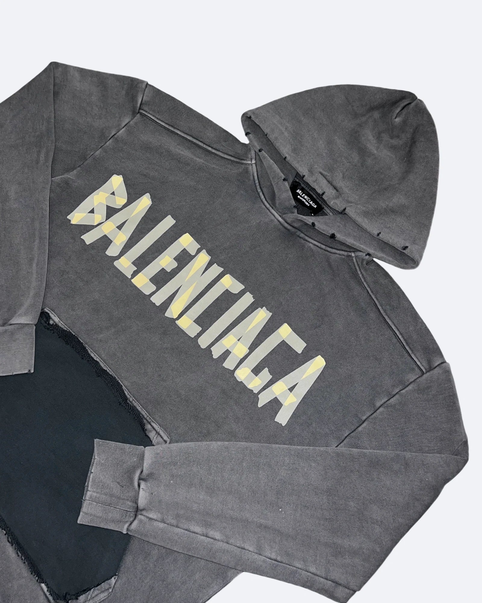 Balenciaga – Mikina s kapucí a sepraným efektem Yellow Tape – šedá