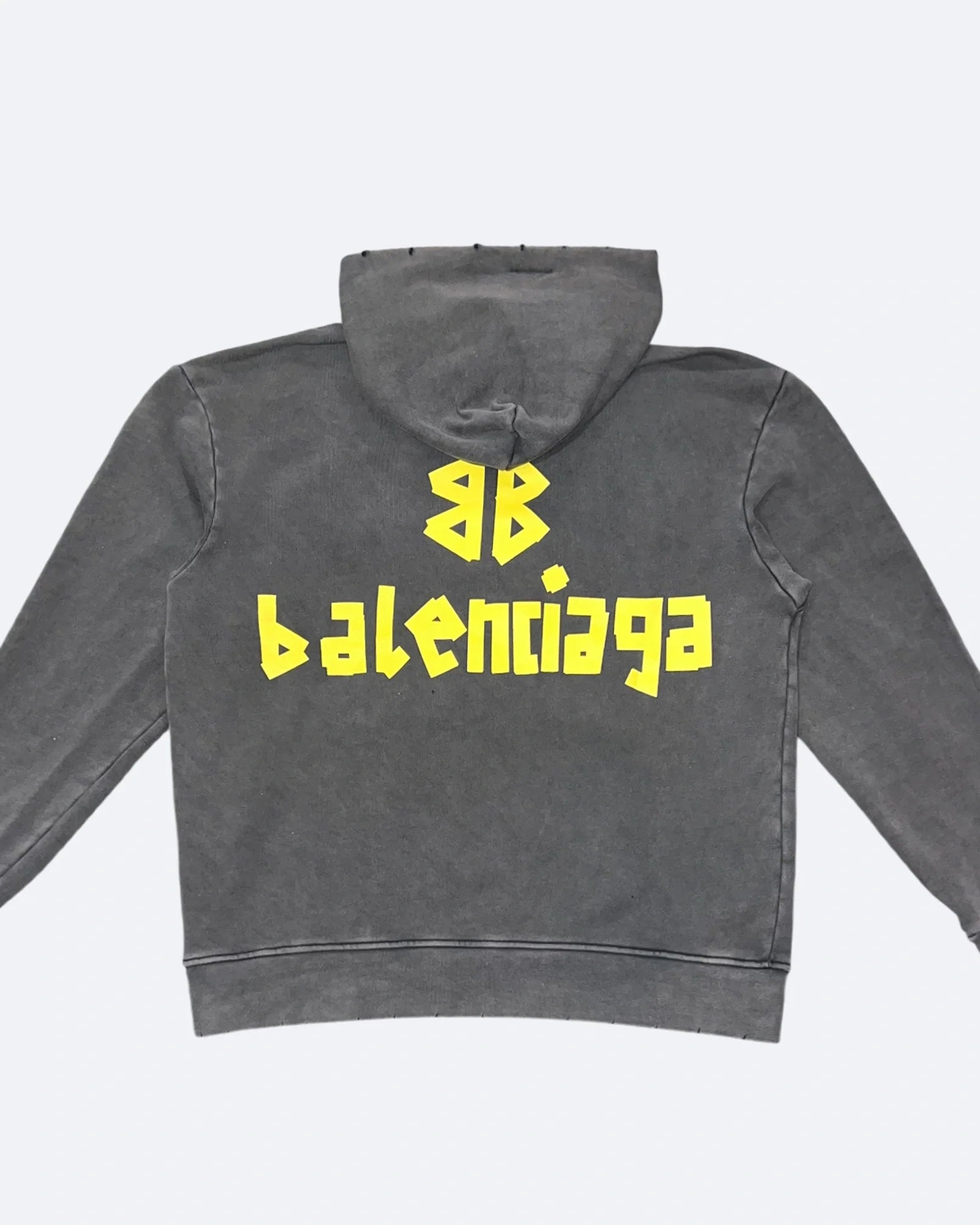 Balenciaga – Mikina s kapucí a sepraným efektem Yellow Tape – šedá