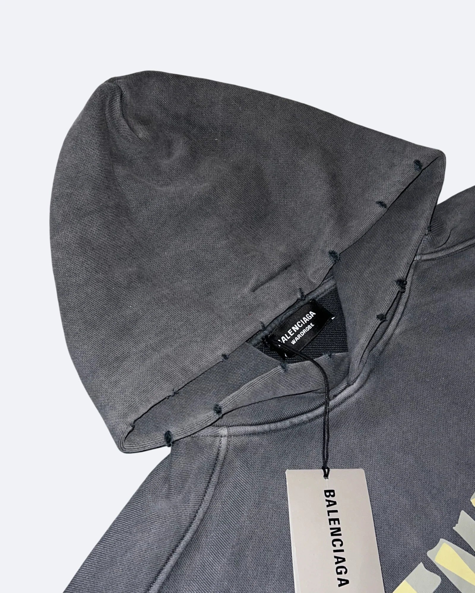 Balenciaga – Mikina s kapucí a sepraným efektem Yellow Tape – šedá