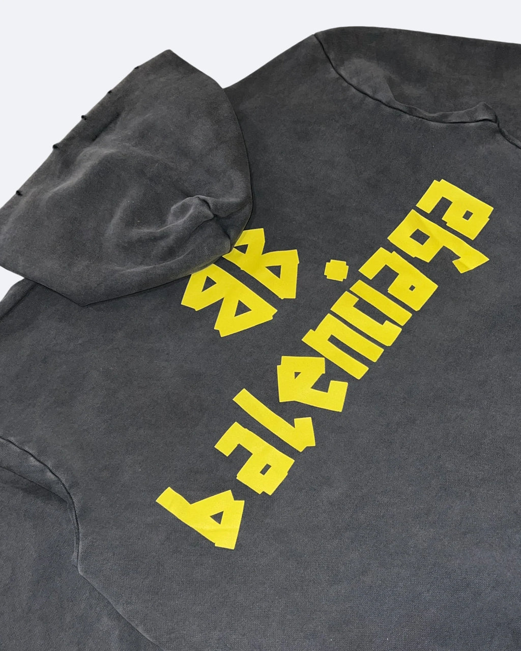 Balenciaga – Mikina s kapucí a sepraným efektem Yellow Tape – šedá