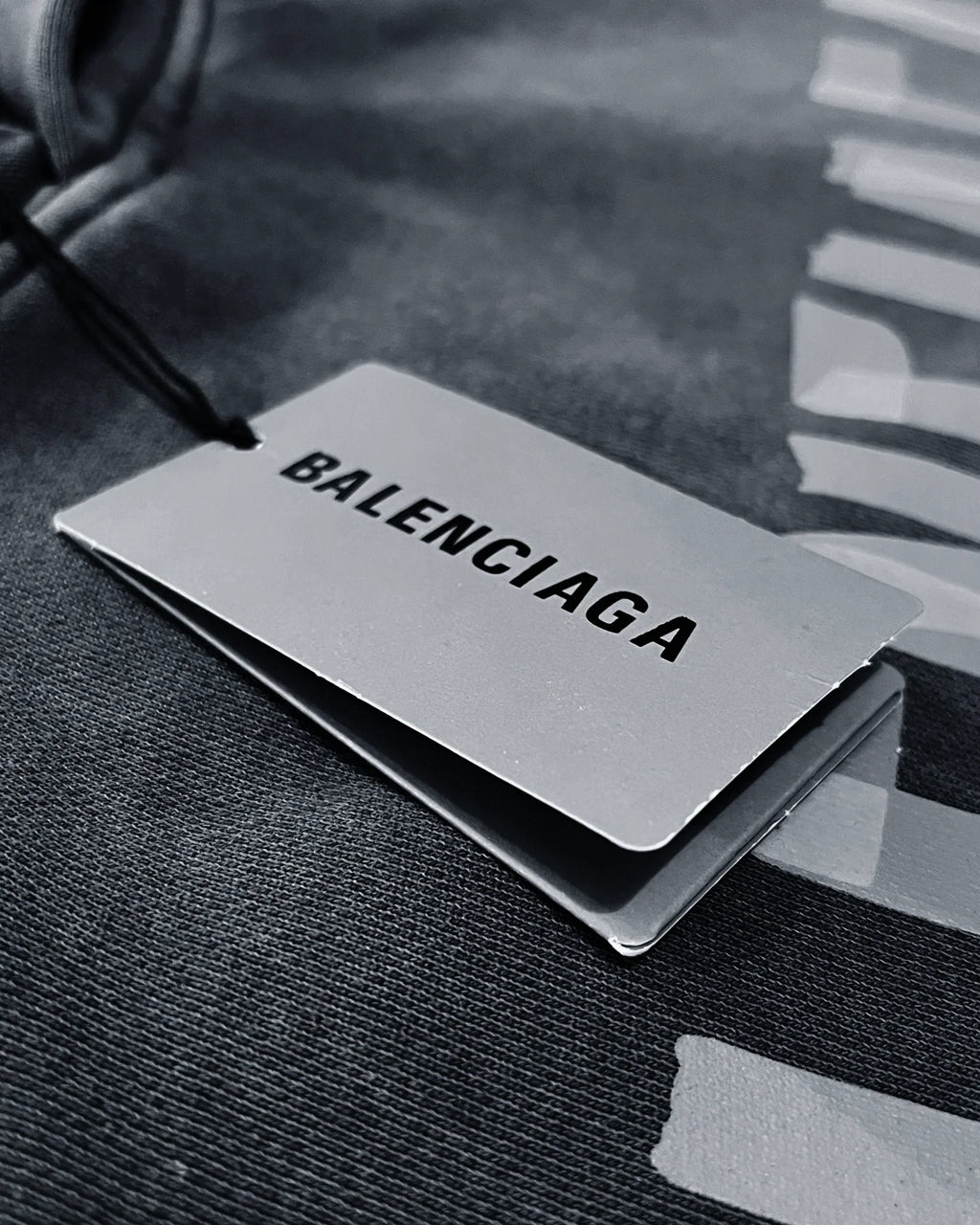 Balenciaga – Mikina s kapucí a sepraným efektem Yellow Tape – šedá