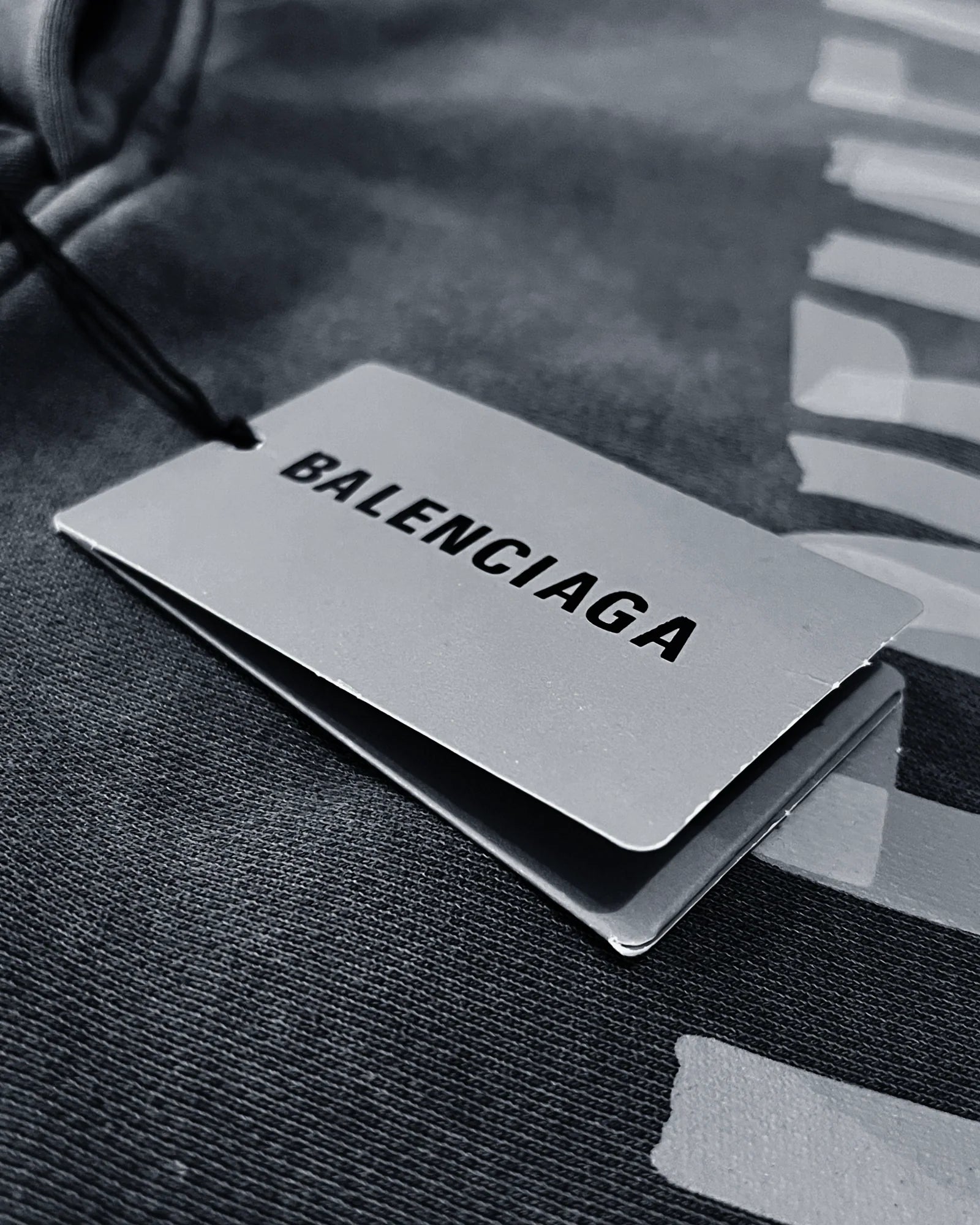 Balenciaga – Mikina s kapucí a sepraným efektem Yellow Tape – šedá