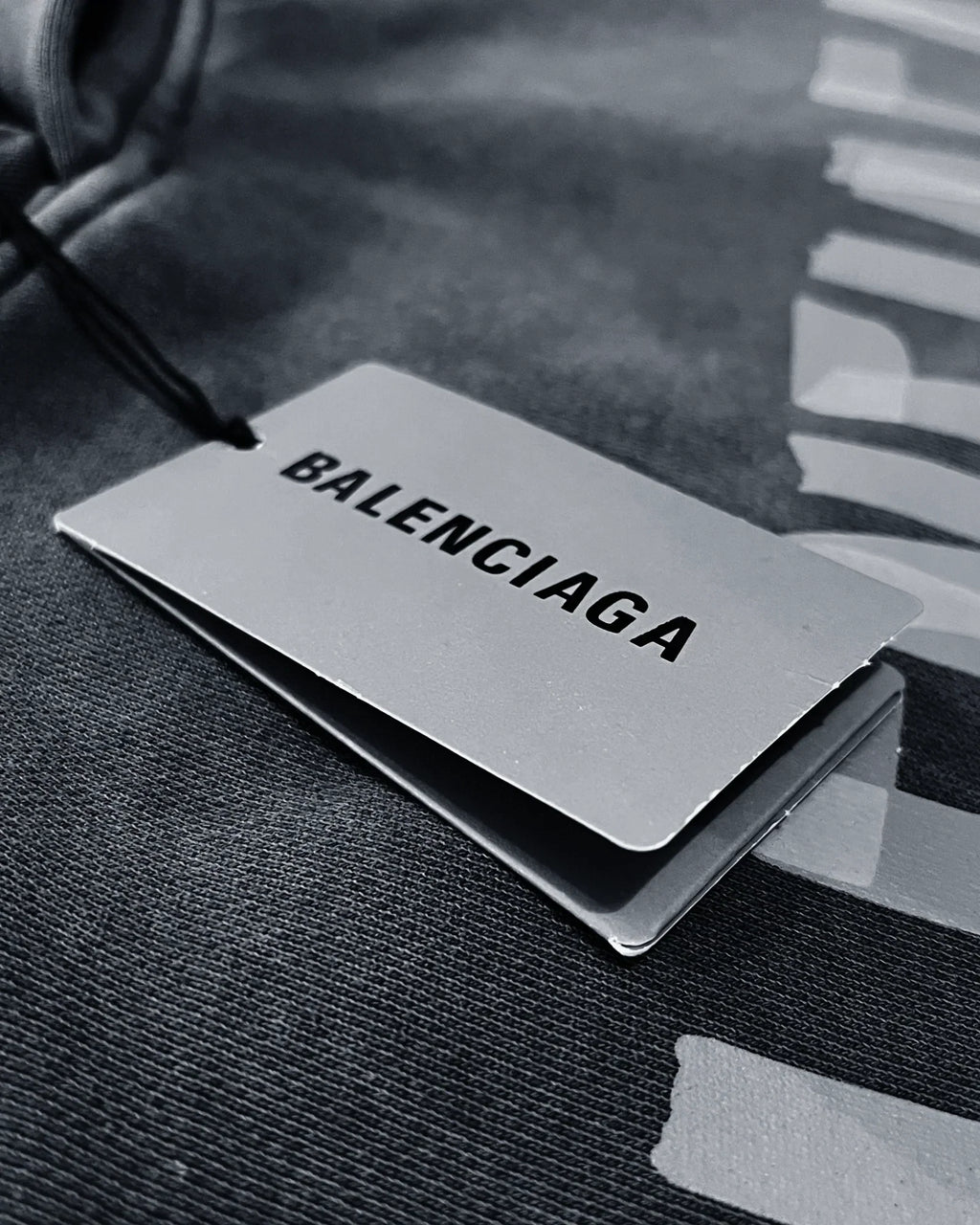 Balenciaga – Mikina s kapucí a sepraným efektem Yellow Tape – šedá