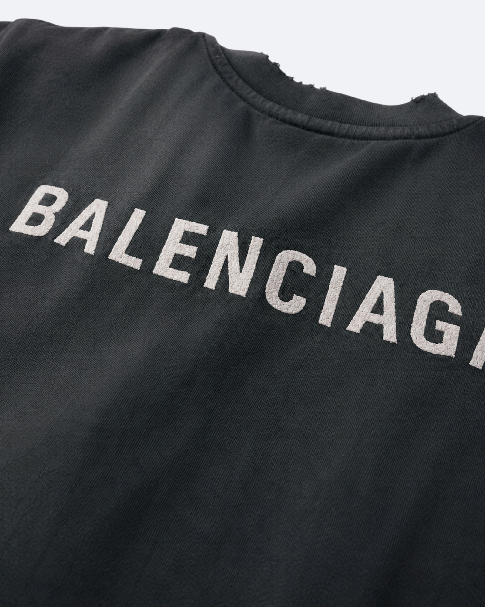 Balenciaga - Classic Logo Distressed T-Shirt - Dark Gray