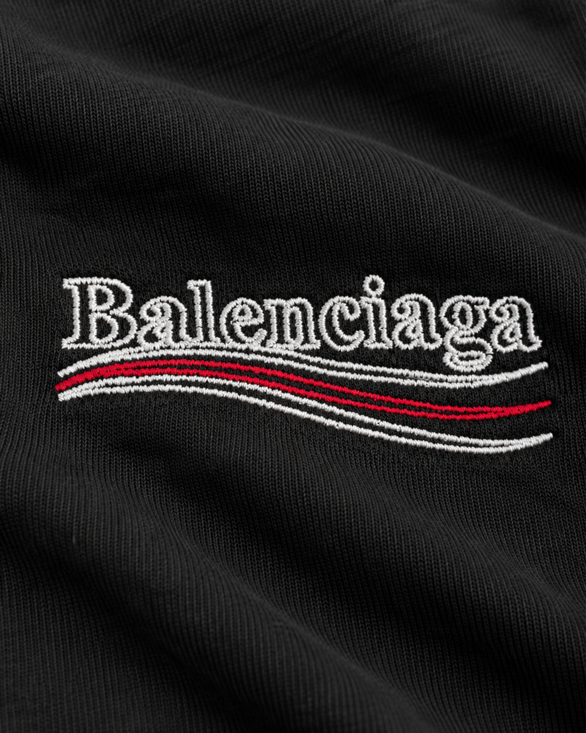 Balenciaga - Wave Logo Embroidery Distressed Hoodie - Dark Gray