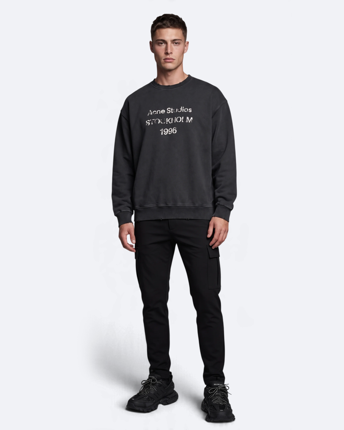Acne Studios - Logotype Distressed Sweatshirt - Dark Gray
