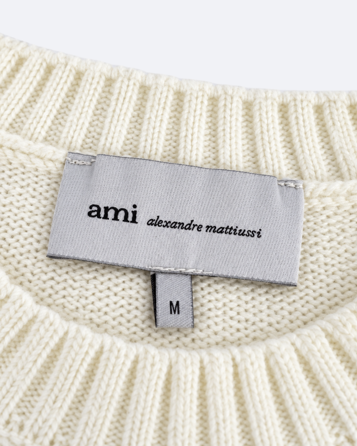 AMI - Heart Logo Knit Sweater - White