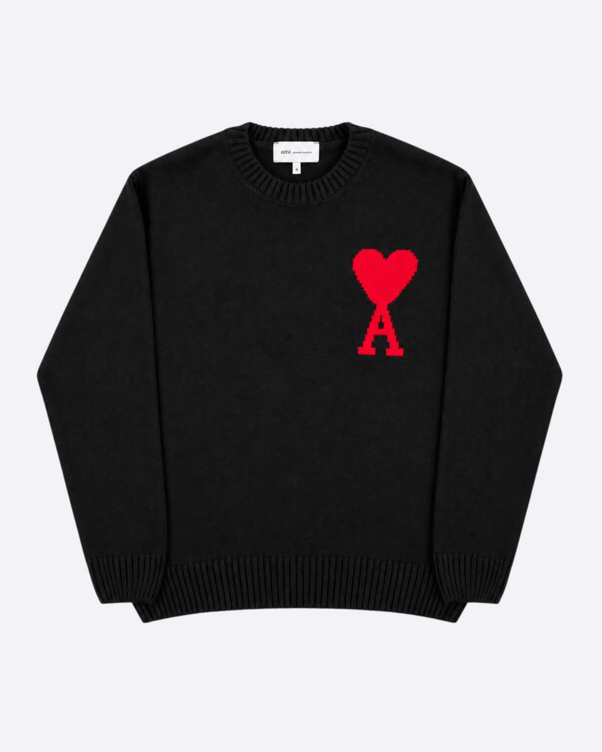 AMI - Heart Logo Knit Sweater - Black