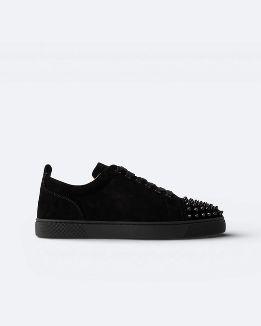 Christian Louboutin - Louis Junior Spikes Low Velour Sneakers - Black