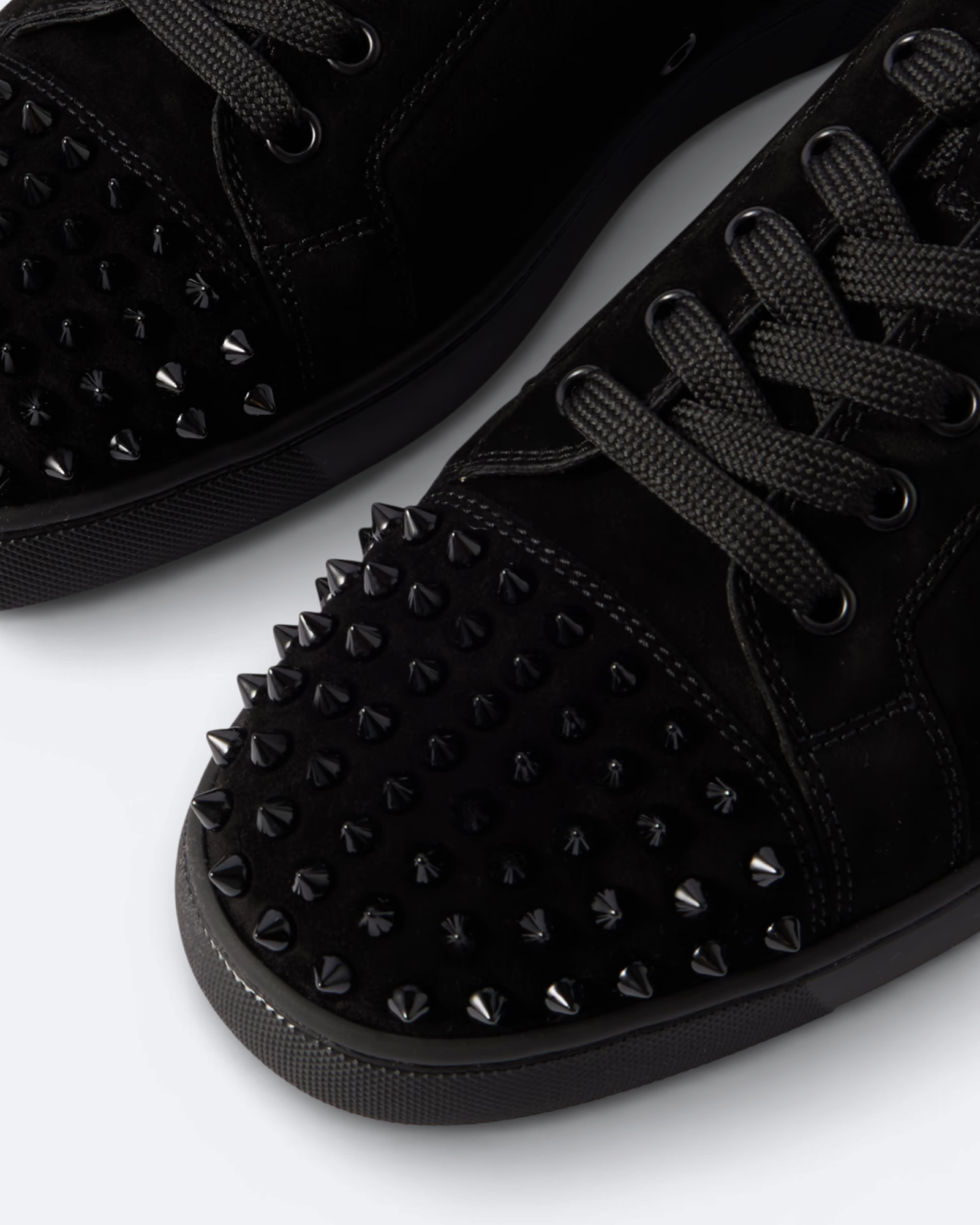 Christian Louboutin - Tenisky Louis Junior Spikes Low Velour - Černá