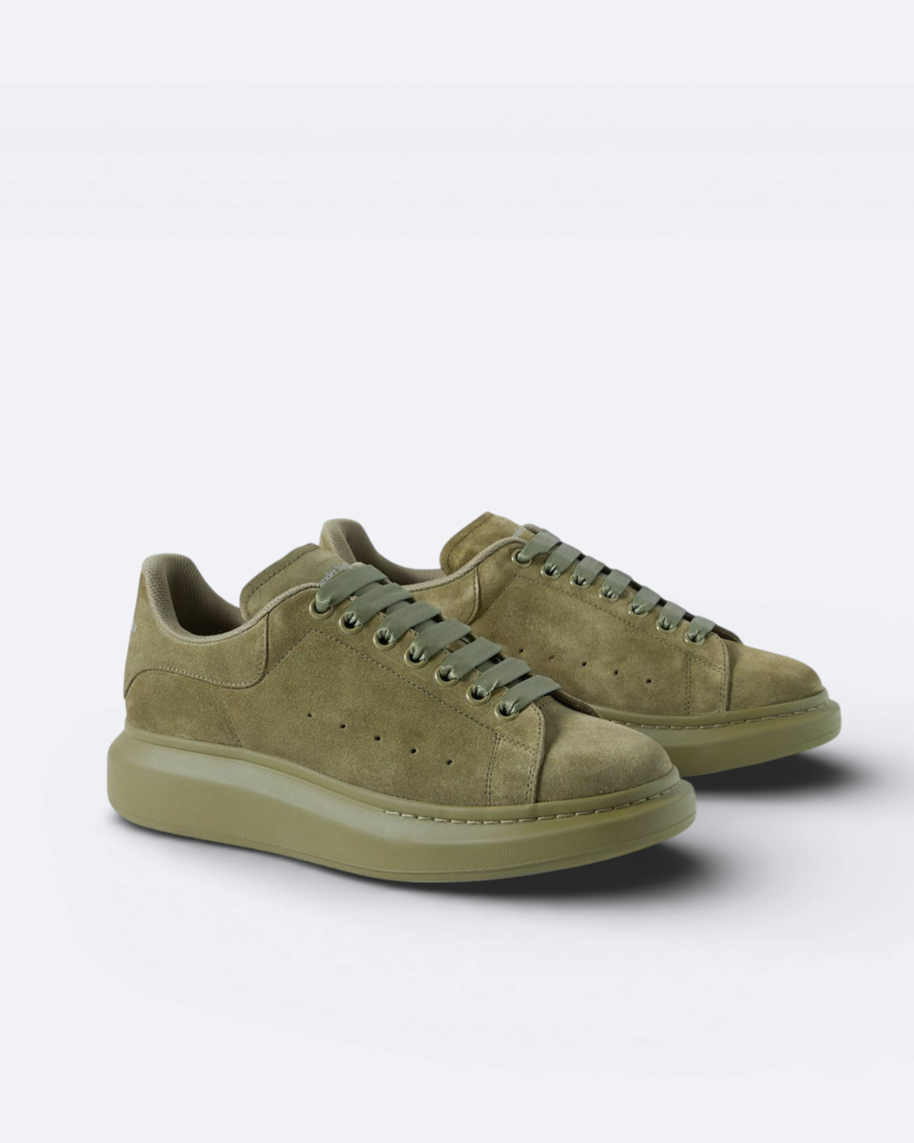 Alexander McQueen - Oversized tenisky - Sametová khaki