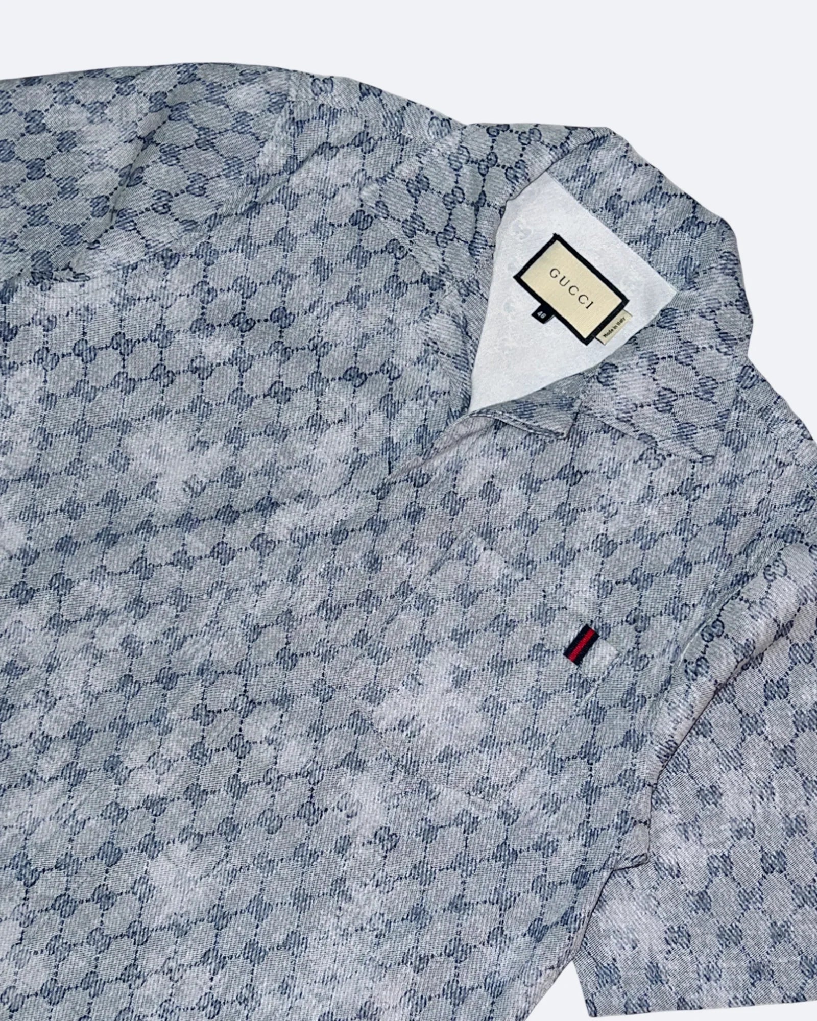 Gucci - letní souprava s motivem řetězu GG – břidlicově modrá