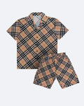 Burberry – letní komplet s kostkovaným vzorem – béžová