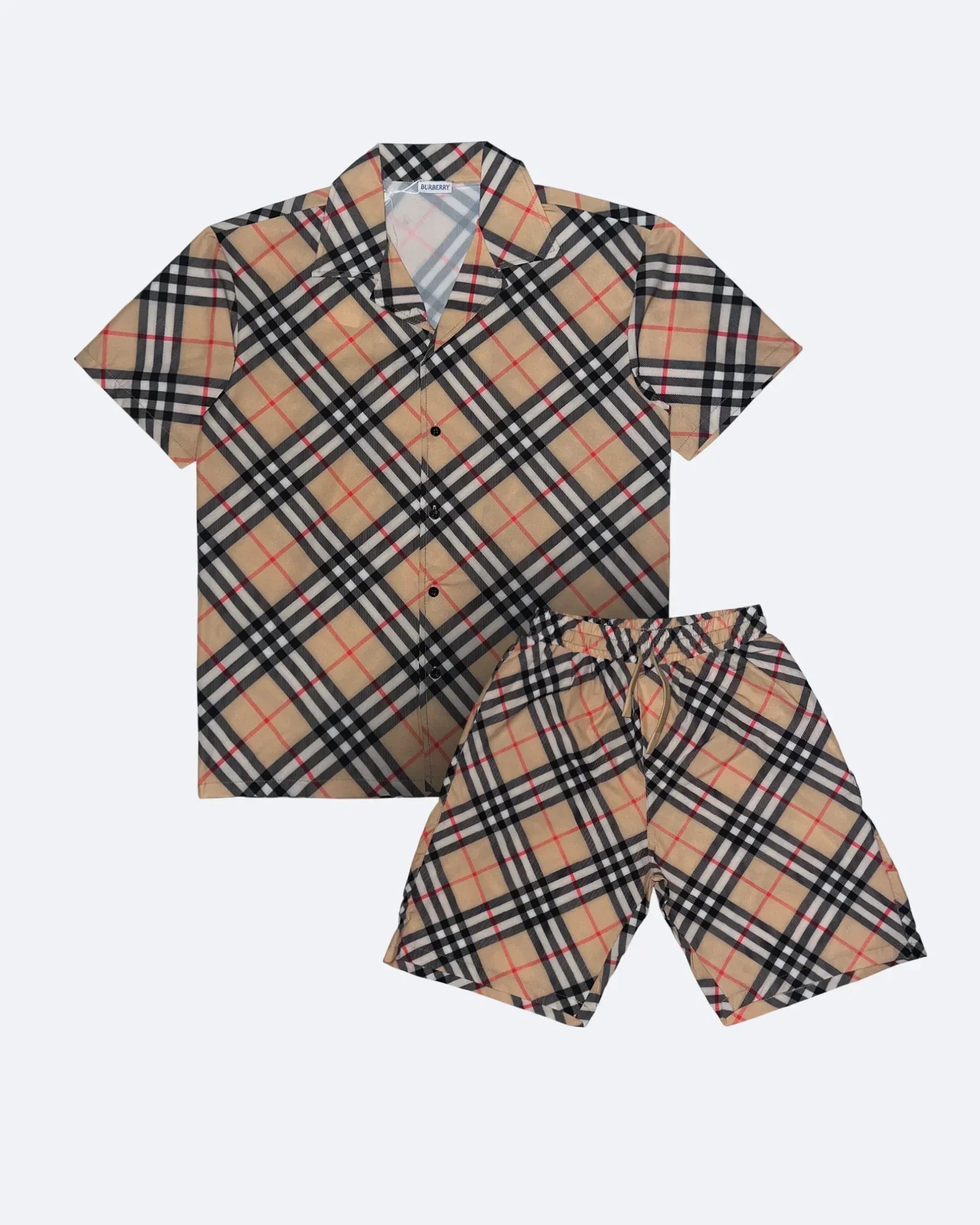 Burberry – letní komplet s kostkovaným vzorem – béžová