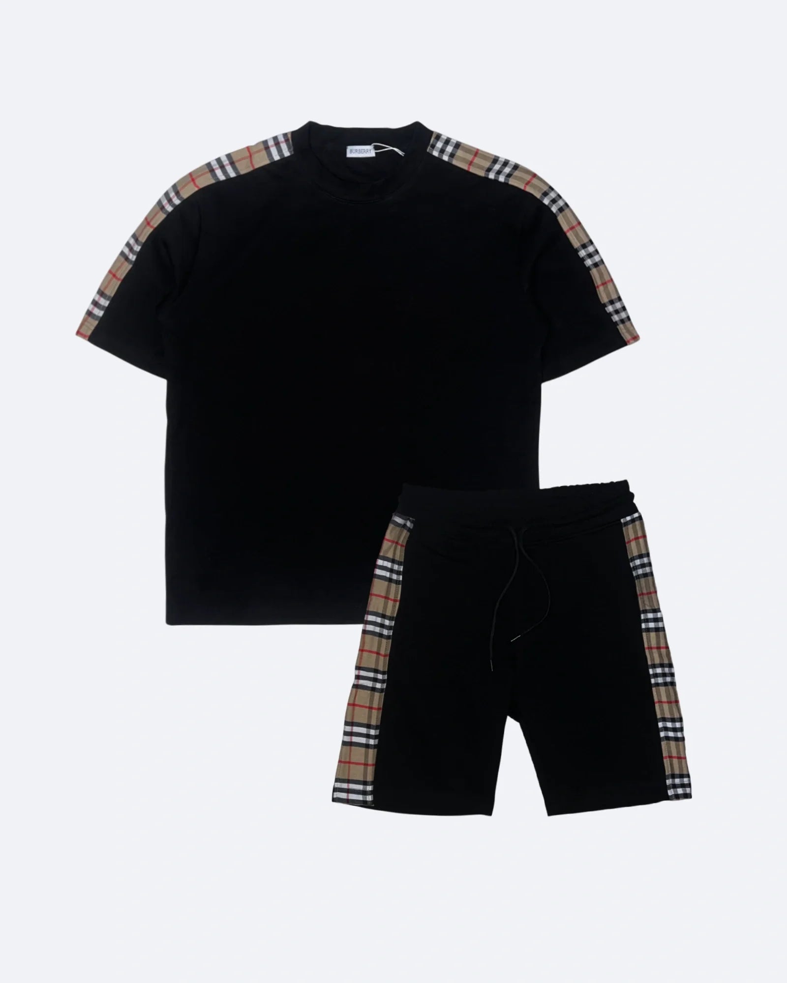 Burberry – Letní set s kostkovaným vzorem a pruhy – černý