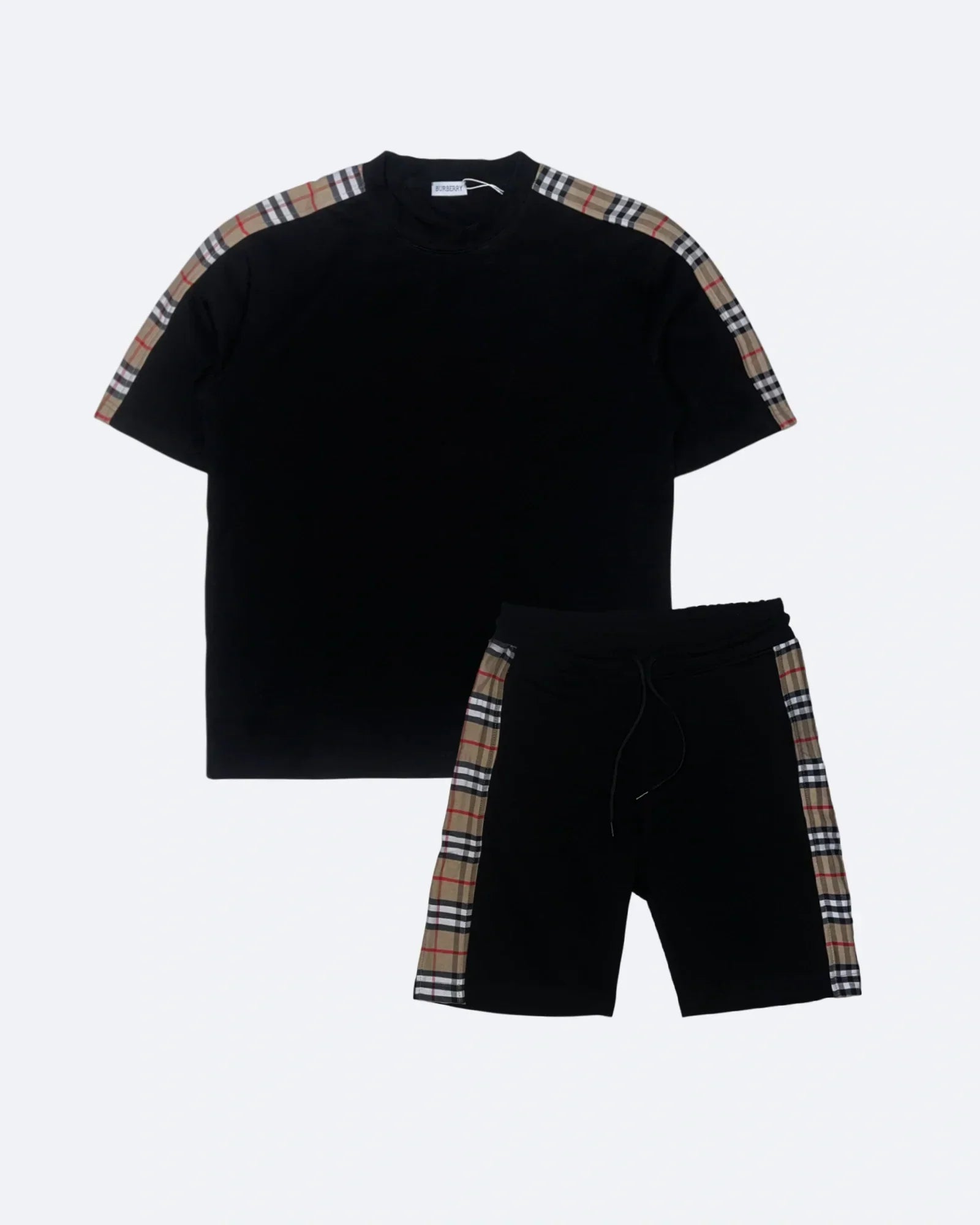 Burberry – Letní set s kostkovaným vzorem a pruhy – černý