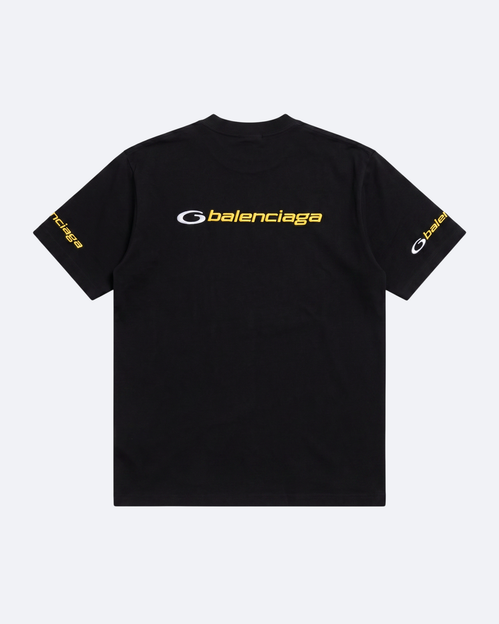Balenciaga - Yellow Logo Embroidery T-Shirt - Black