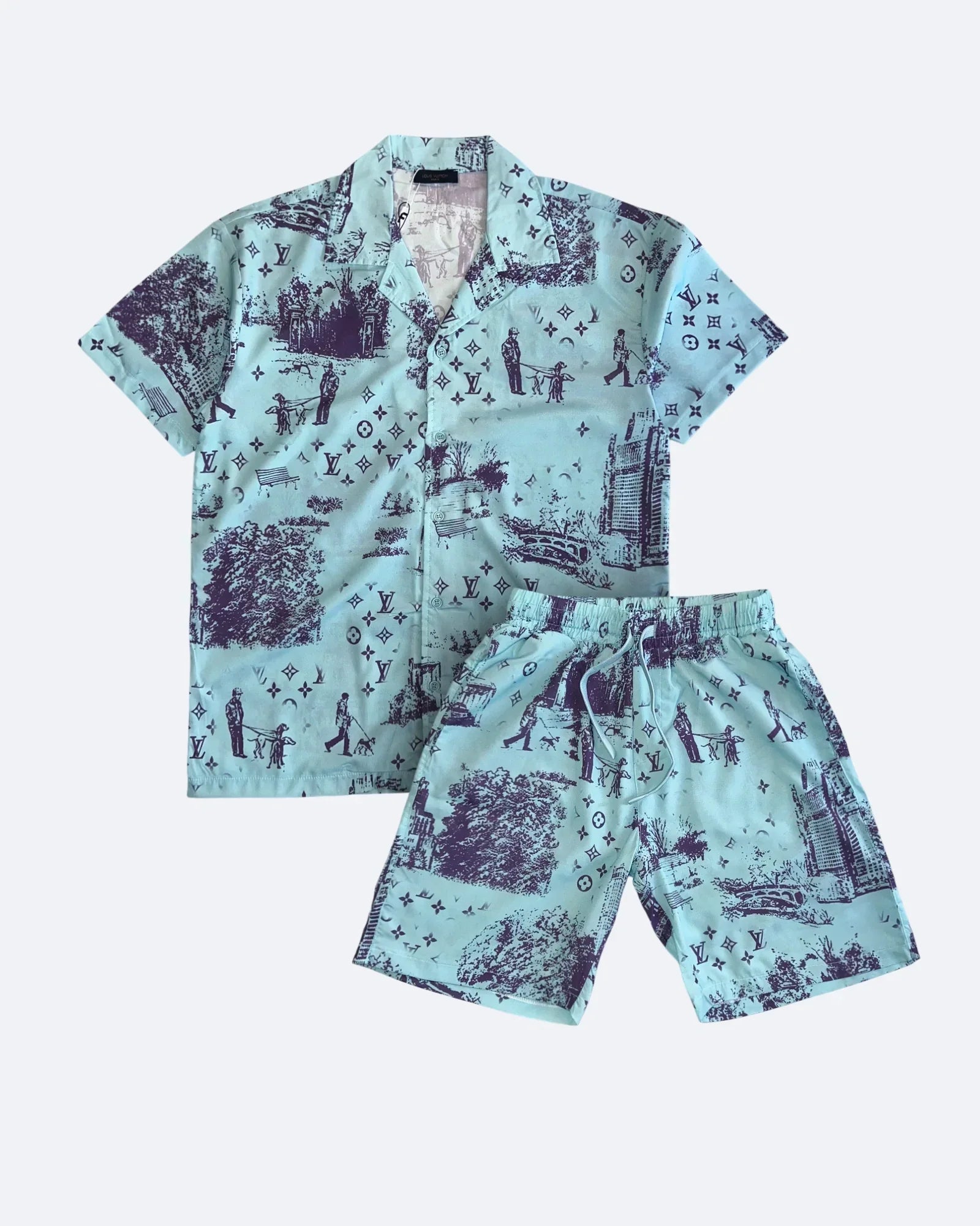 Louis Vuitton – Vintage scenický letní set – Světle modrá