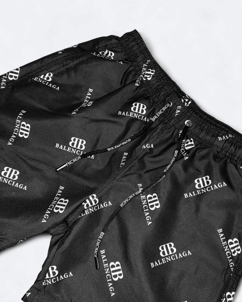 Balenciaga – Plavkové šortky s potiskem loga BB – černé