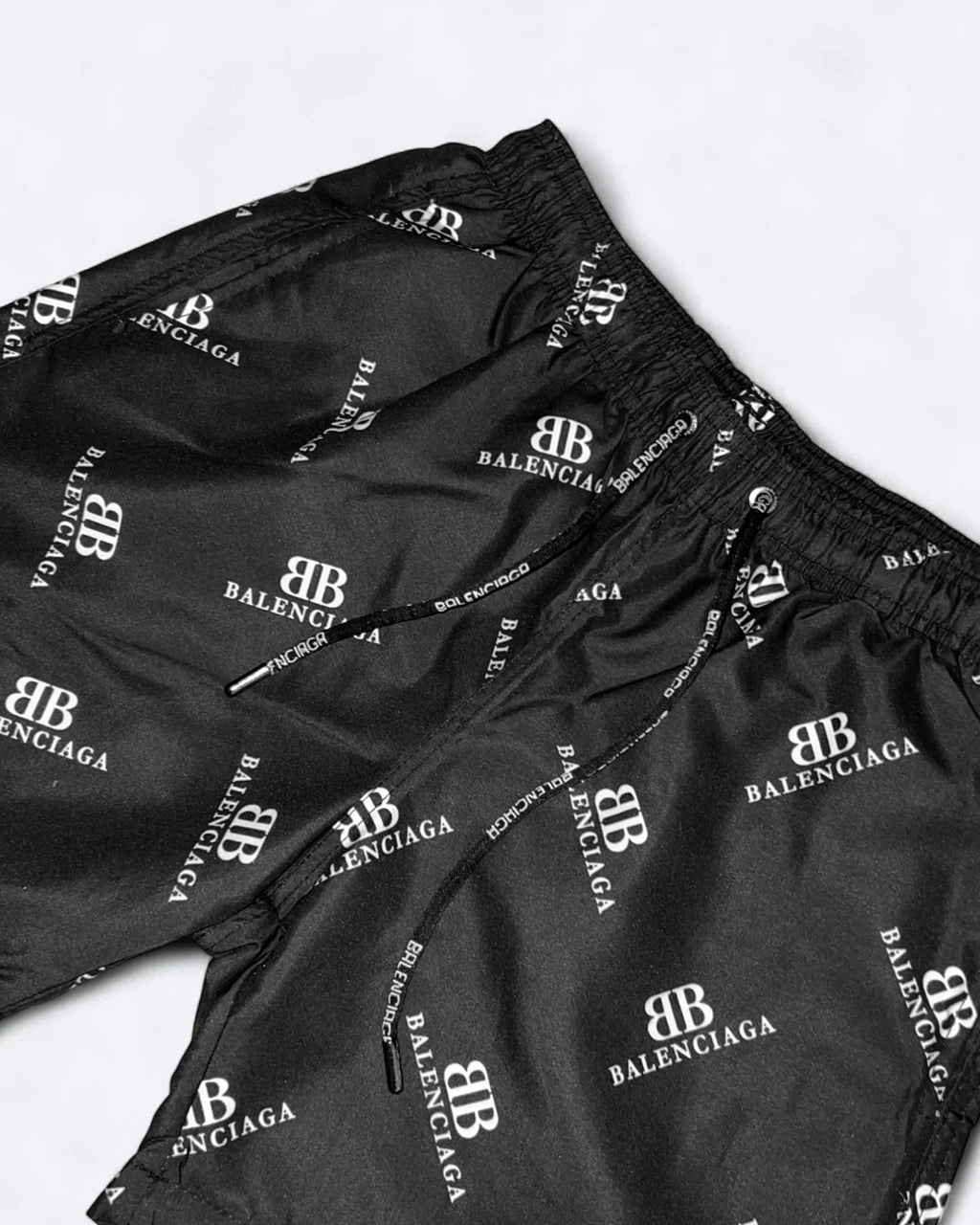 Balenciaga – Plavkové šortky s potiskem loga BB – černé