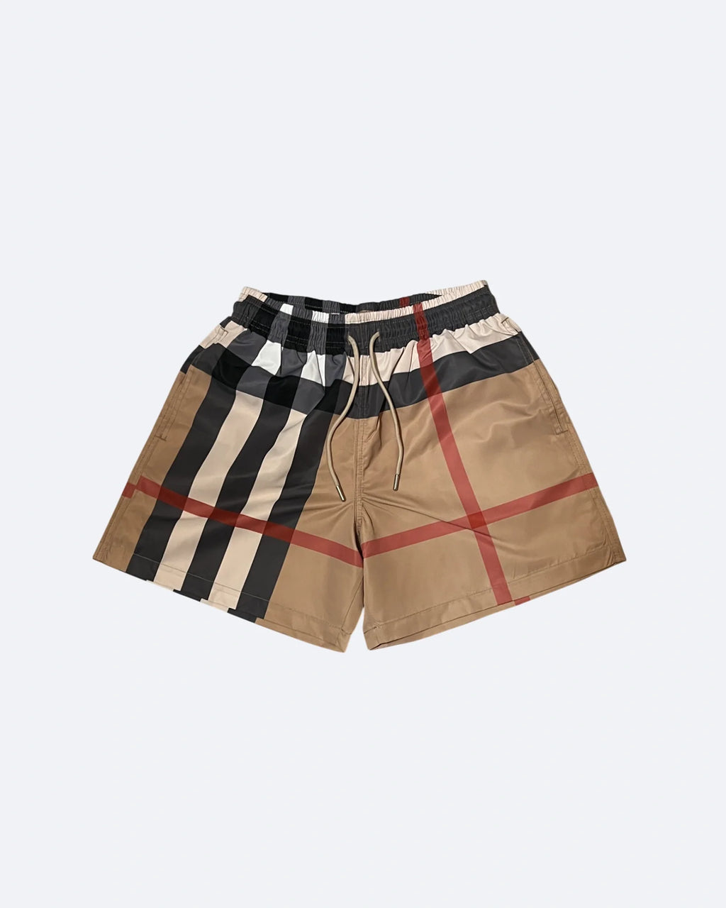 Burberry – Koupací šortky s kostkovaným vzorem – béžové