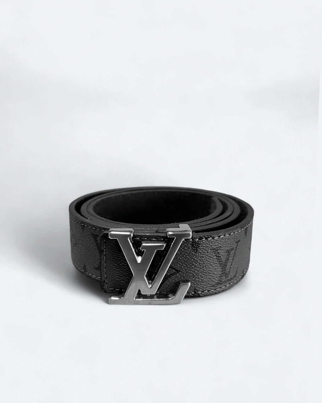 Louis Vuitton – opasek LV se šedým vzorem – stříbrný