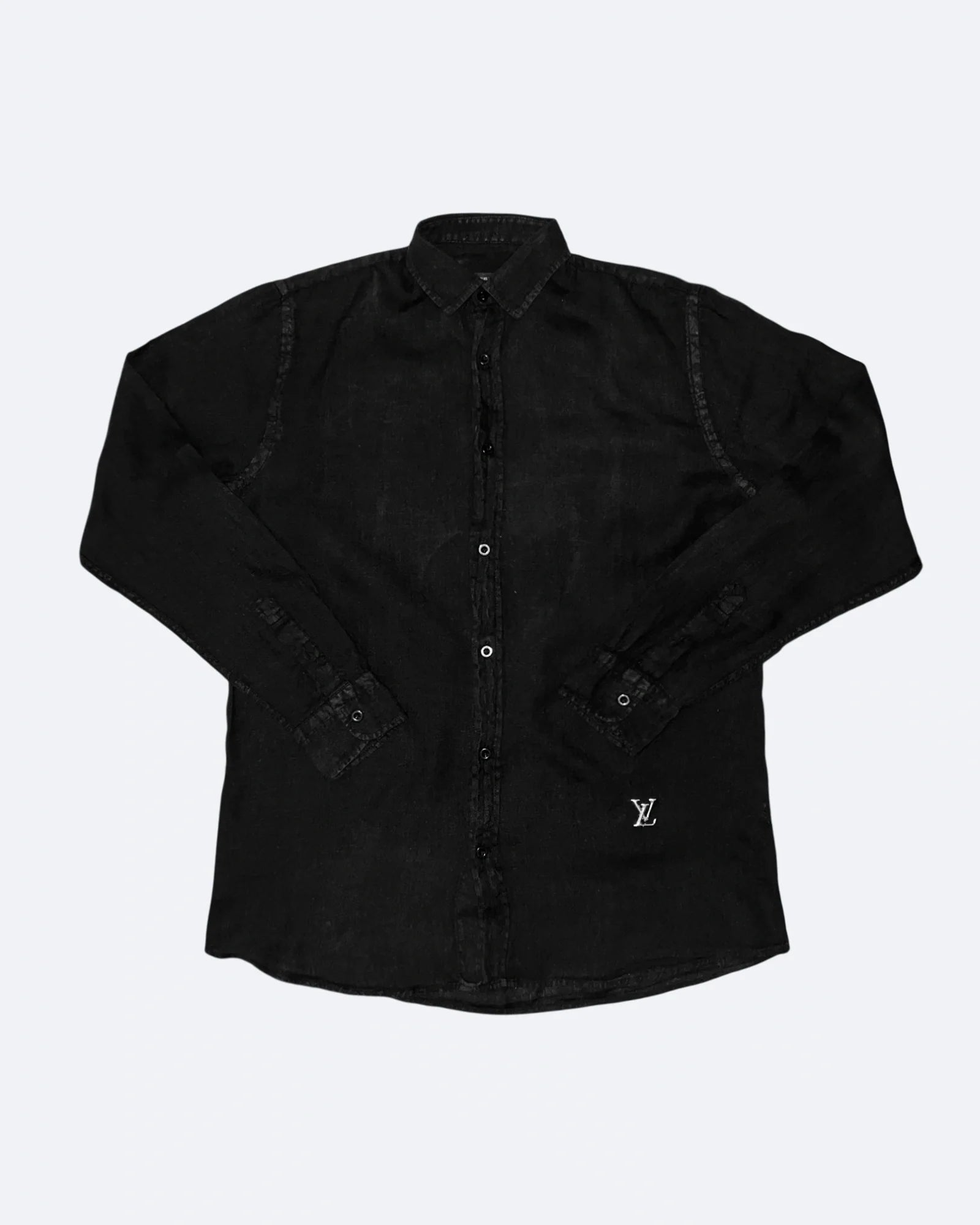 Louis Vuitton - Kovová lněná košile LV - černá