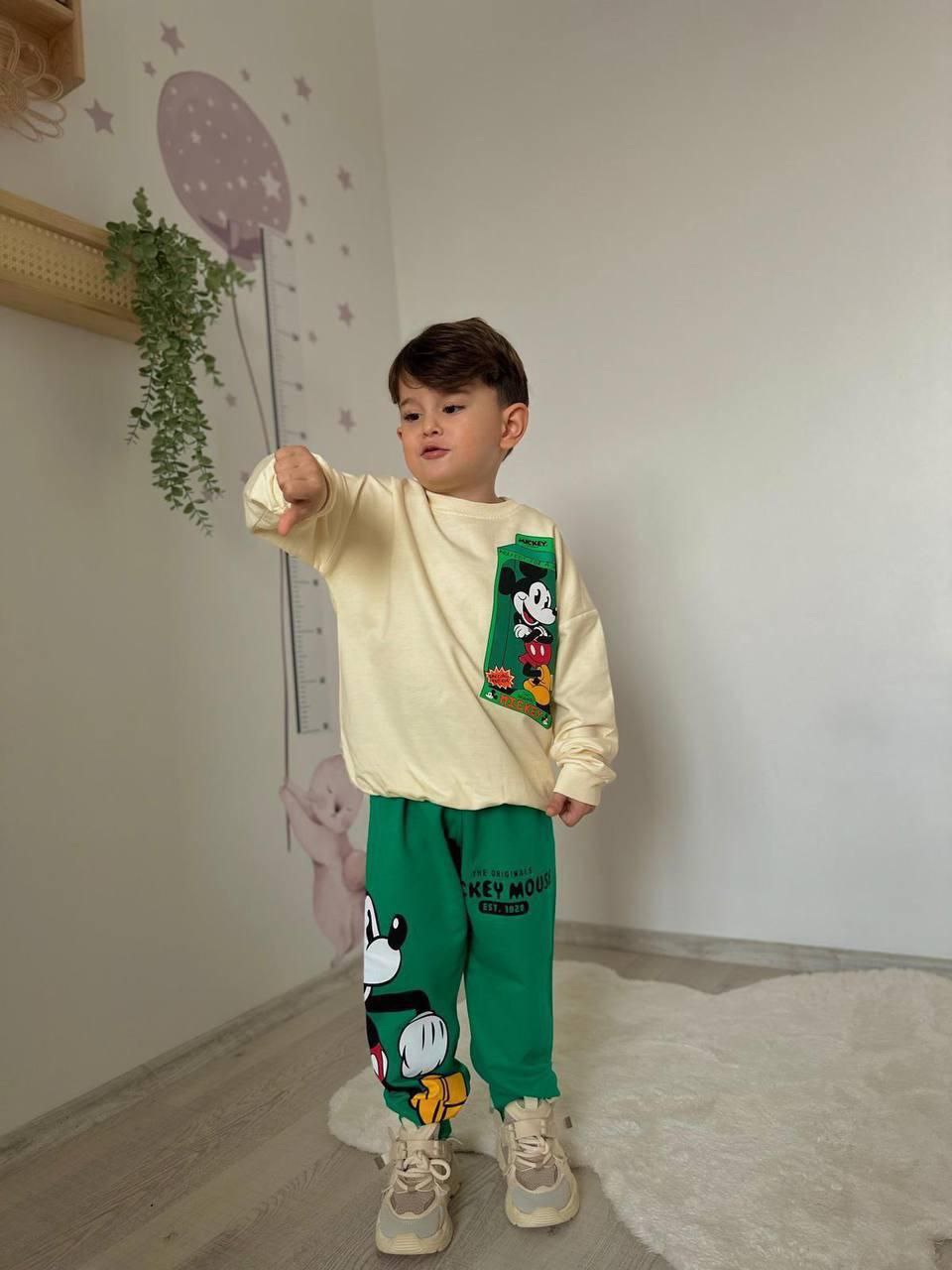 Mickey – souprava pro kluka – zeleno/krémová
