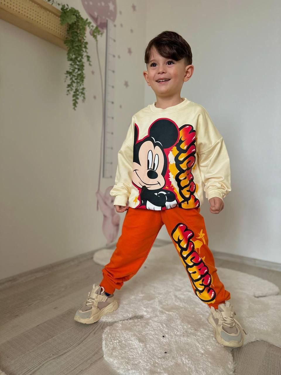 Mickey – souprava pro chlapce – oranžová/krémová