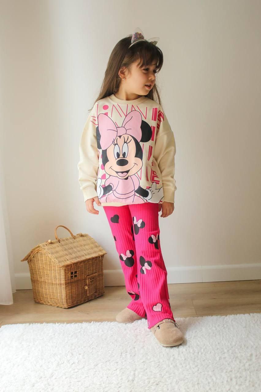 Minnie – soupravička pro holčičku – růžová/krémová